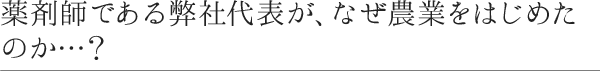 薬剤師である弊社代表が、なぜ農業をはじめたのか…？